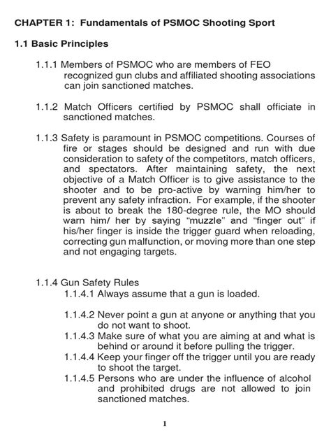 CHAPTER 1: Fundamentals of PSMOC Shooting Sport 1.1 Basic .